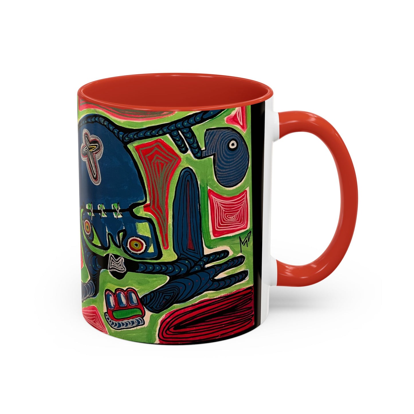 AFTER LIFE.  Abstract Tribal Art Coffee Mug — Colorful Surreal Accent Mug