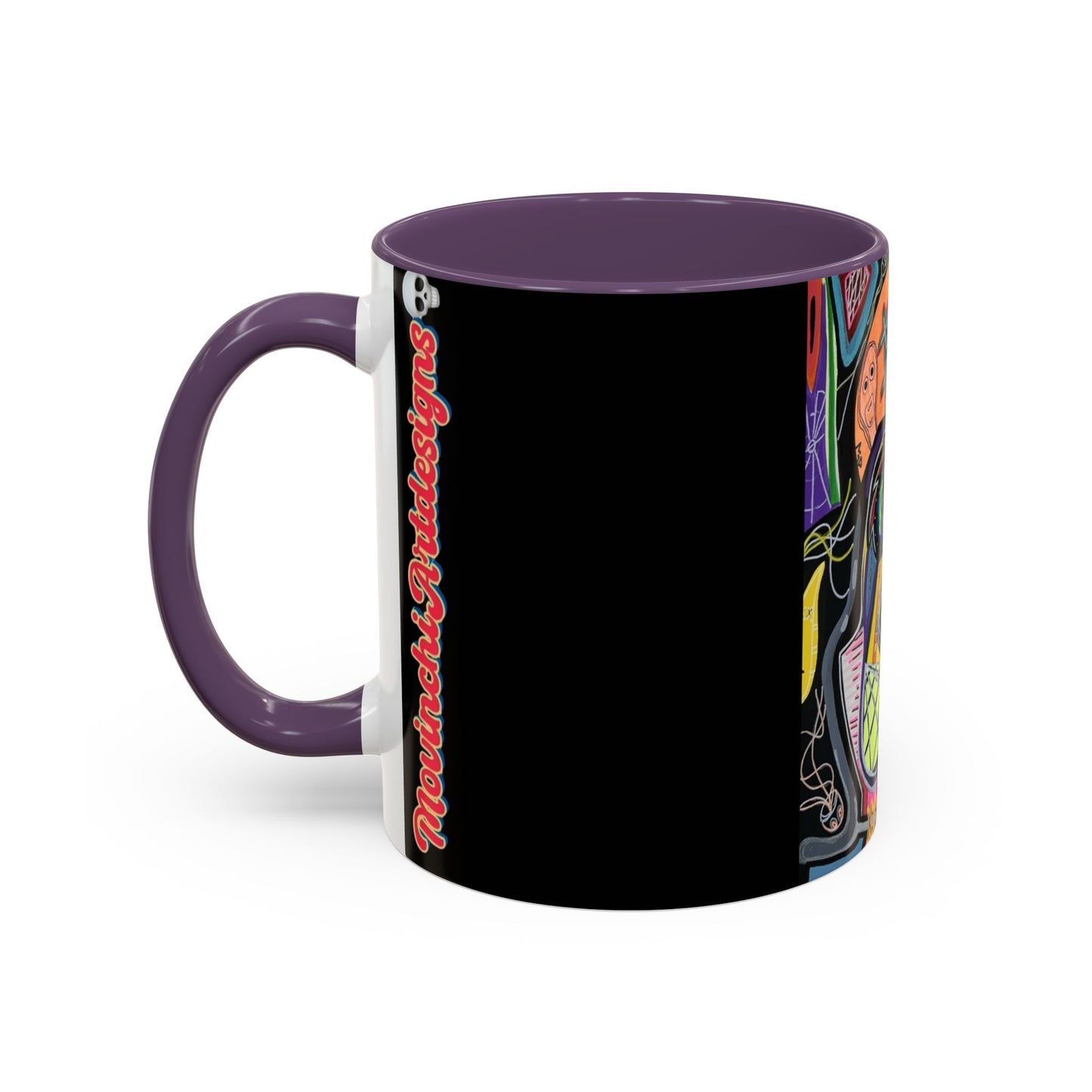 Colorful Neon OVERTHINKING  Skull Coffee Mug — Vibrant Abstract Day of the Dead Accent Mug