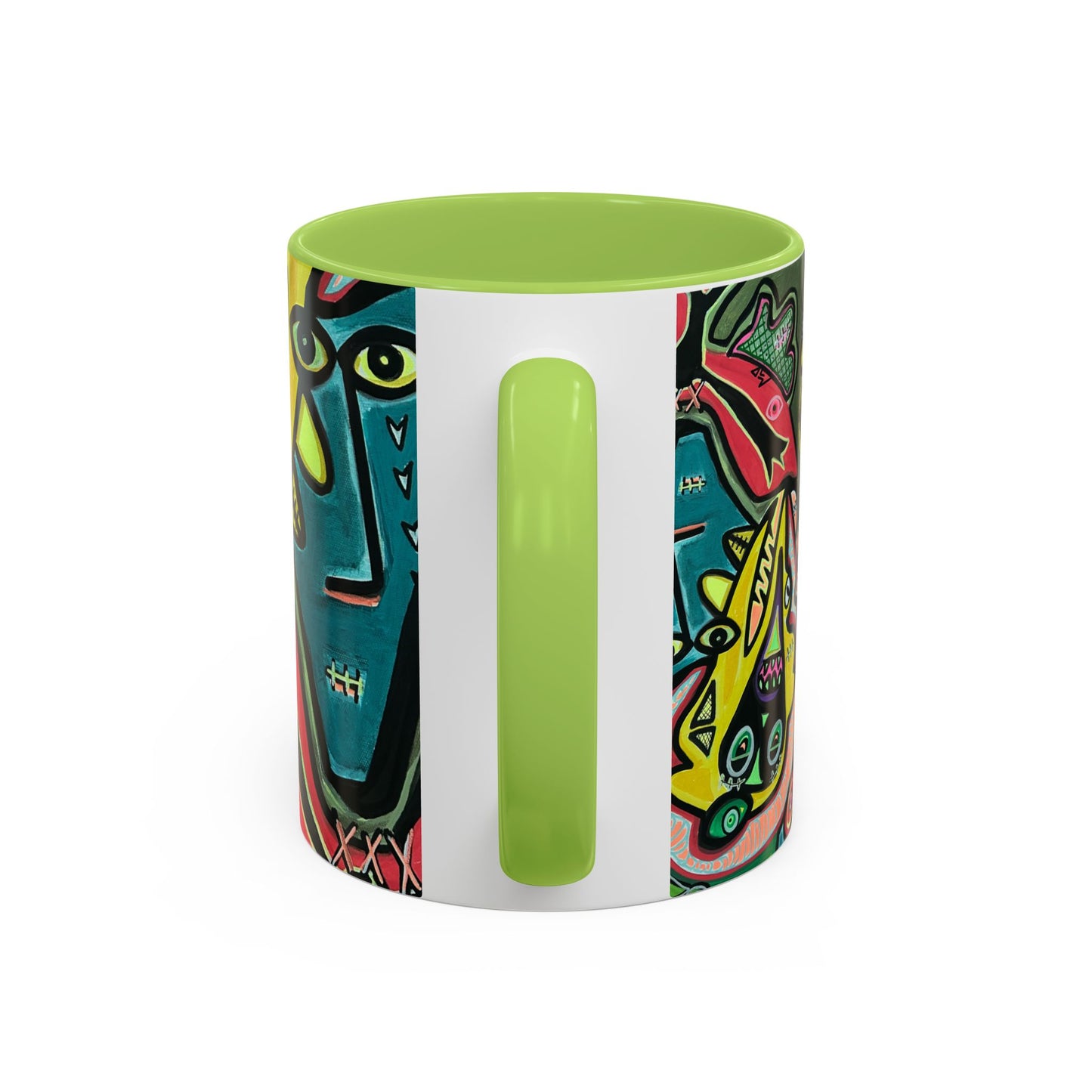 AbstractCONCERT.   Pop Art Coffee Mug — Colorful Faces Accent Mug (11/15 oz)