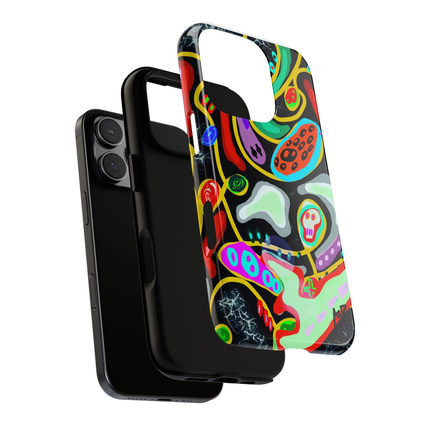CRAZY4  Abstract Neon Skull Phone Case — Colorful Psychedelic Protective Cover