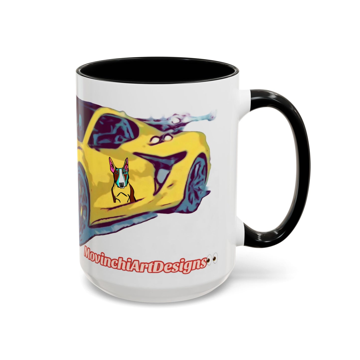 ZR1 Lover Coffee Mug — Yellow Sports Car & Boston Terrier Accent Mug (11/15 oz)