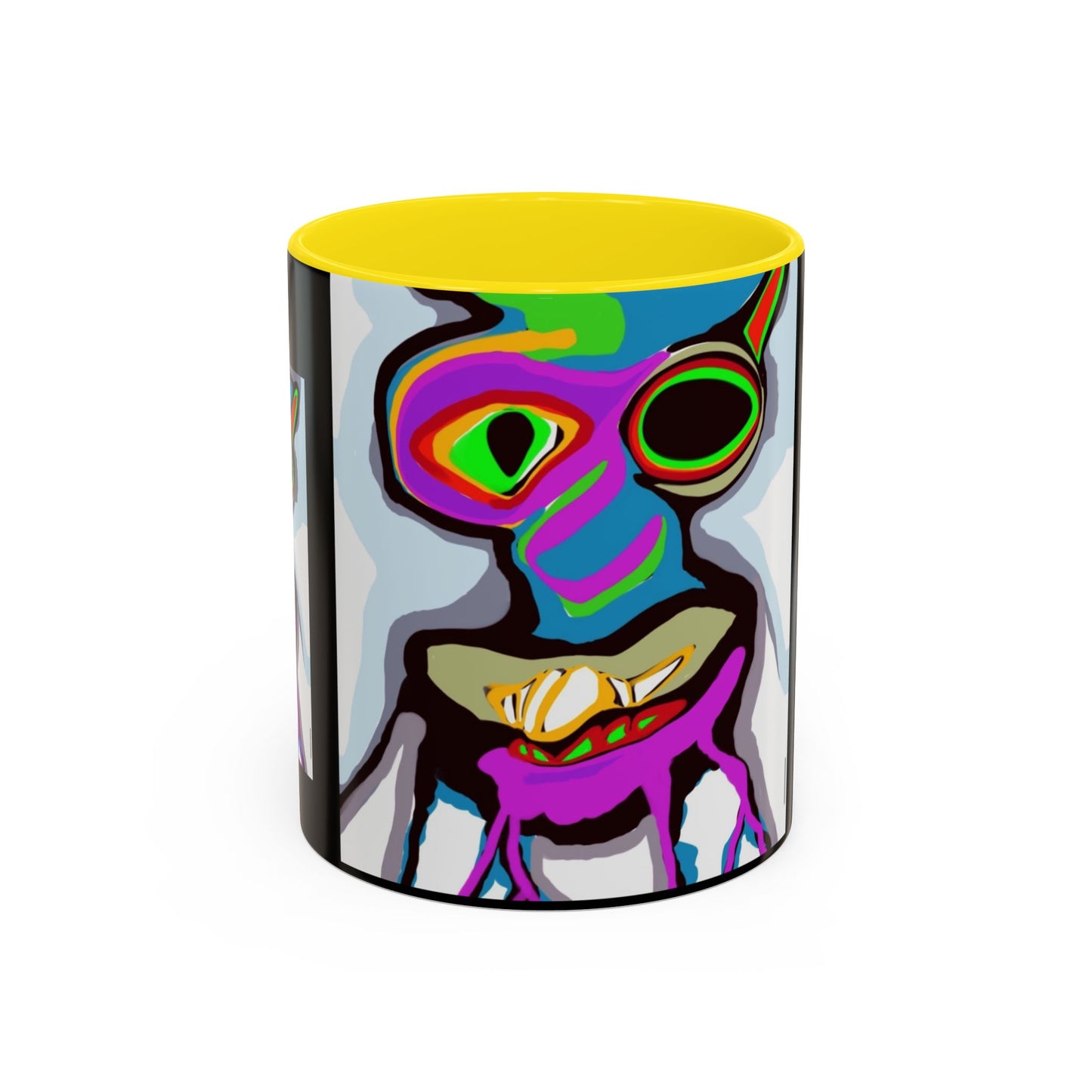 Abstract Alien Art Coffee Mug — Colorful Surreal Creature Accent Mug