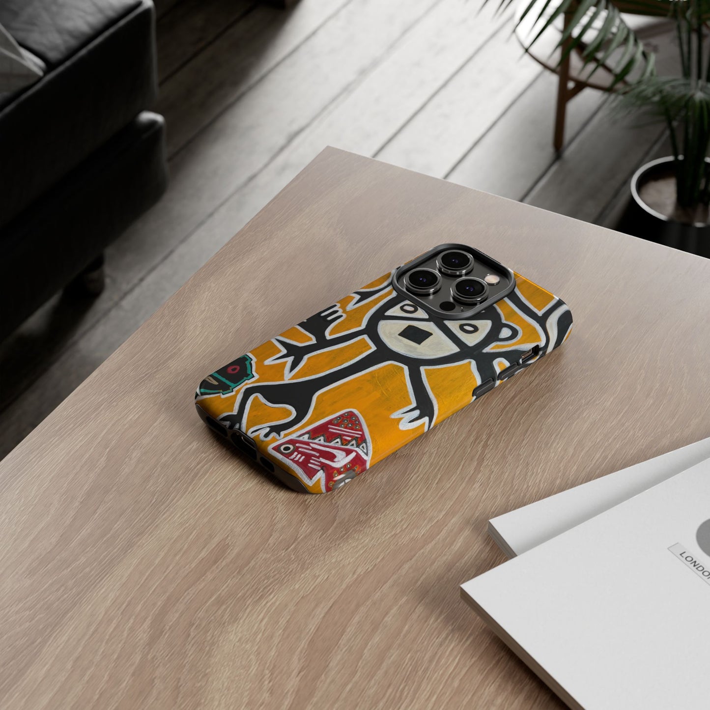 Abstract TAINO  Tribal Art Phone Case – Bold Orange Graphic Protective Cover