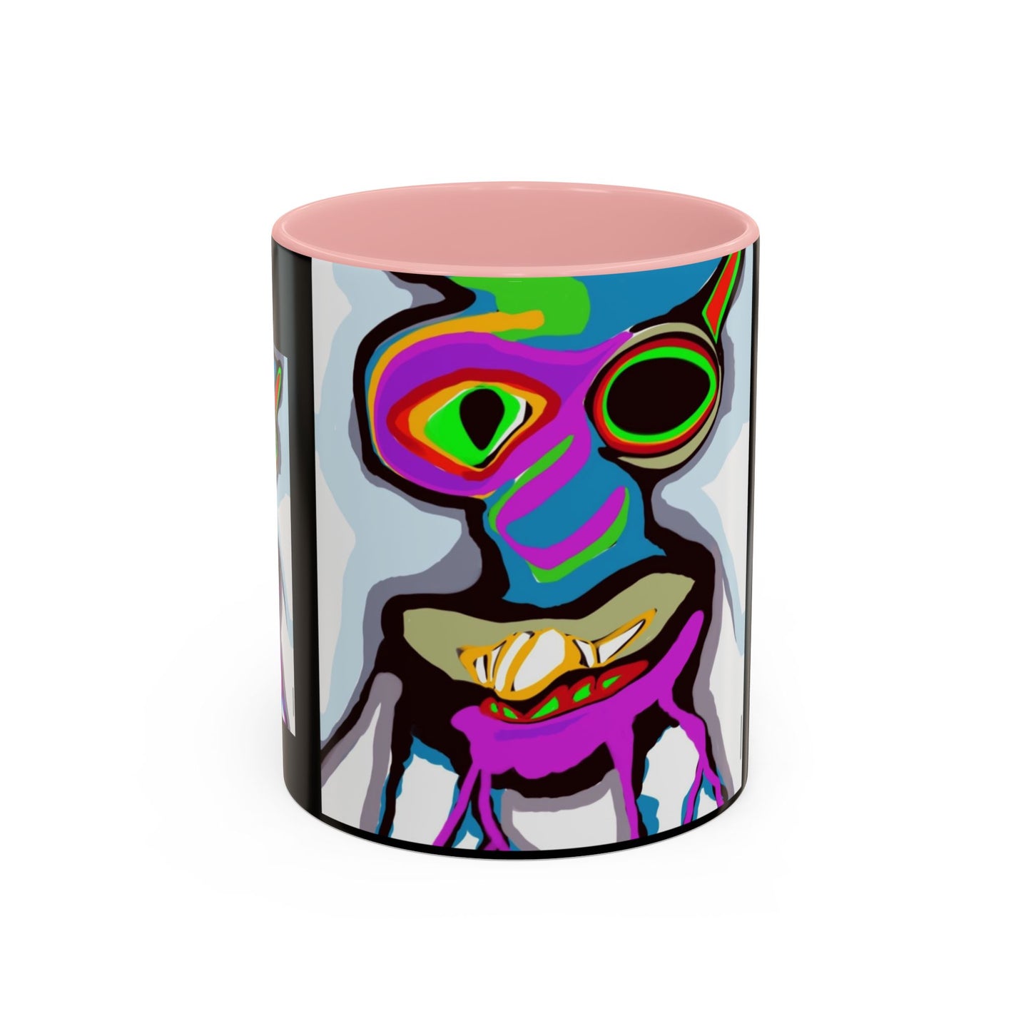Abstract Alien Art Coffee Mug — Colorful Surreal Creature Accent Mug