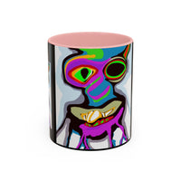Abstract Alien Art Coffee Mug — Colorful Surreal Creature Accent Mug