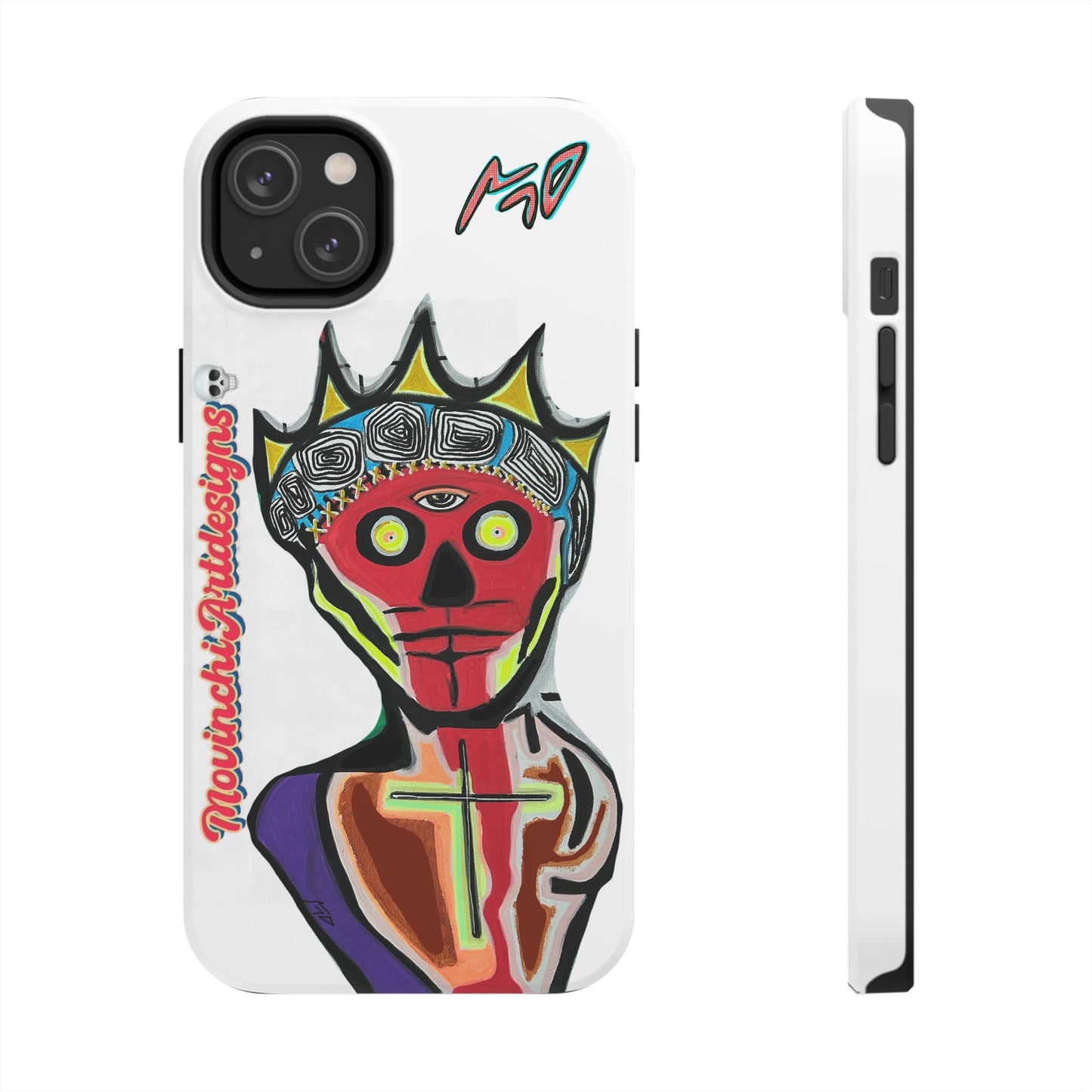Artistic Crown KING GRAY  Skull Tough Phone Case — Colorful Abstract Guardian Design
