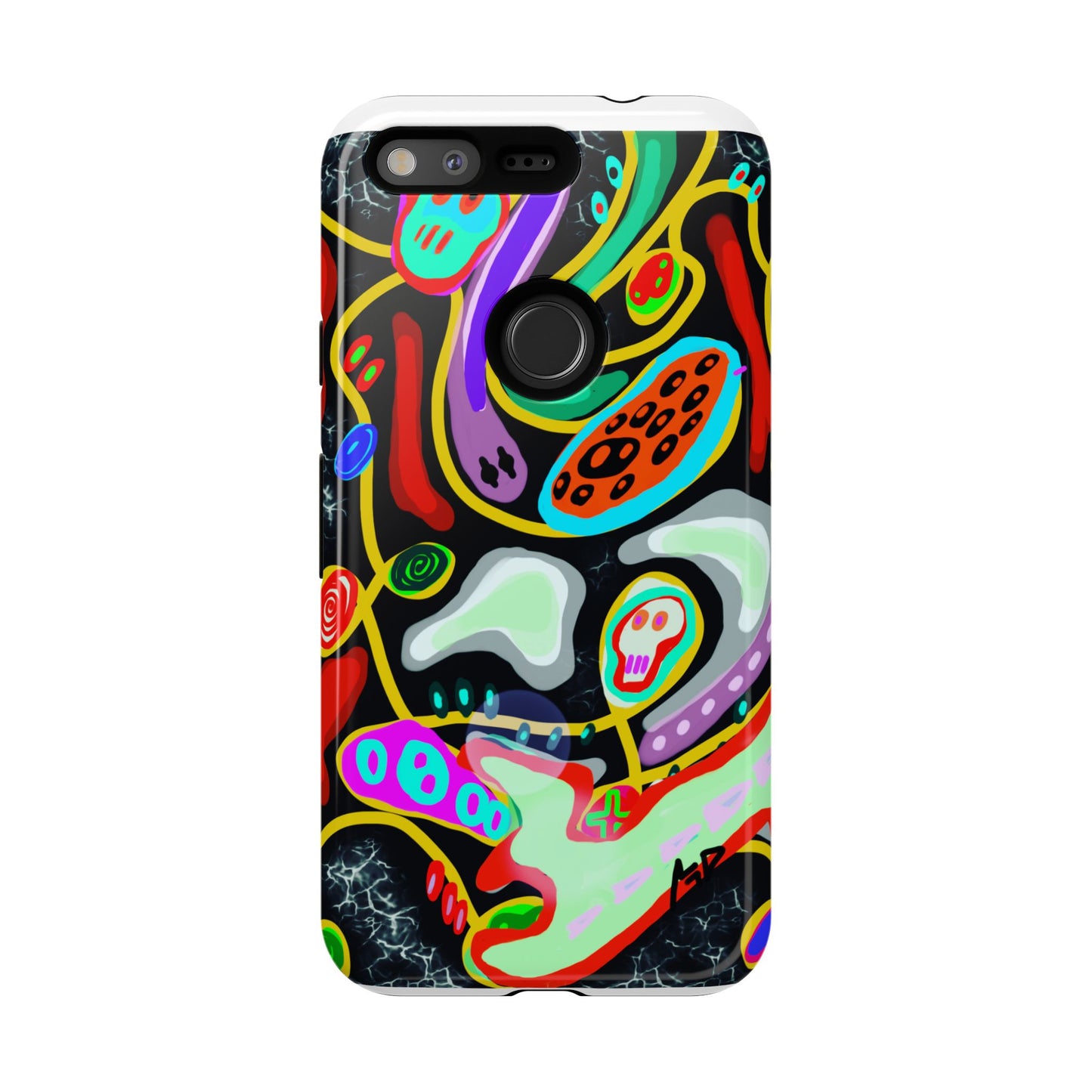 CRAZY4  Abstract Neon Skull Phone Case — Colorful Psychedelic Protective Cover