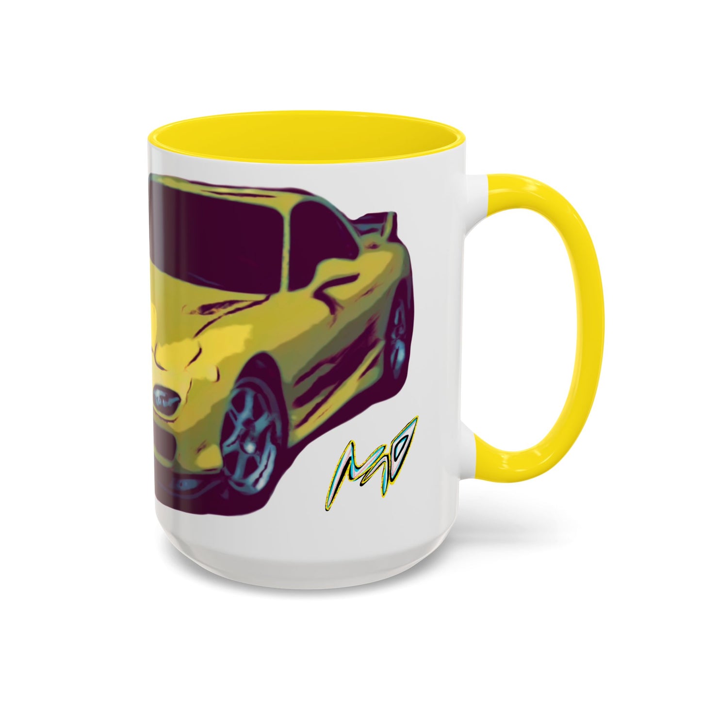 RX7  Coffee Mug — Yellow Sports Car Illustration Accent Mug