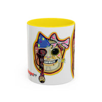 POOKIES BEAR Cat Skull Accent Coffee Mug — Day of the Dead Gothic Cat Design