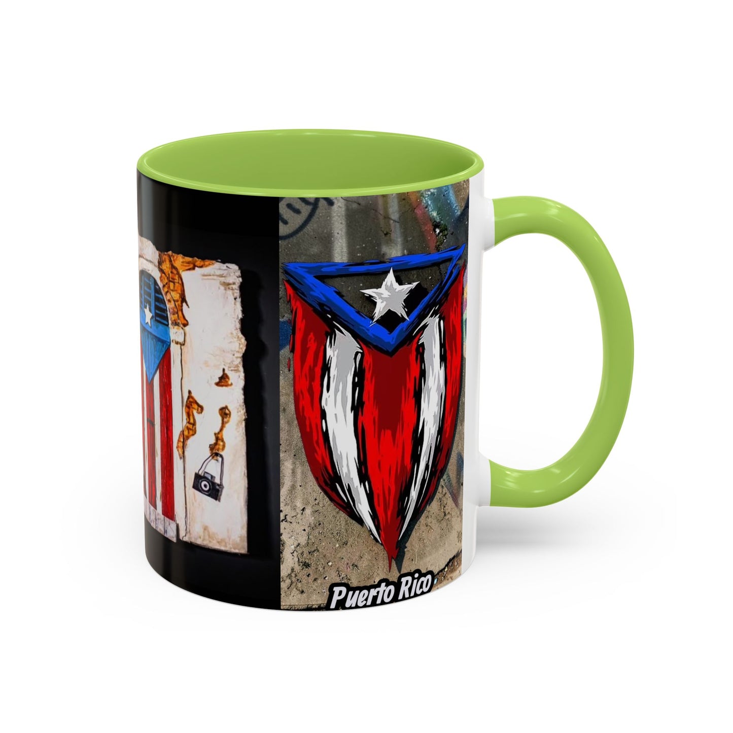 Puerto Rico Flag Coffee Mug — Rustic Street Art Accent Mug (11/15 oz)