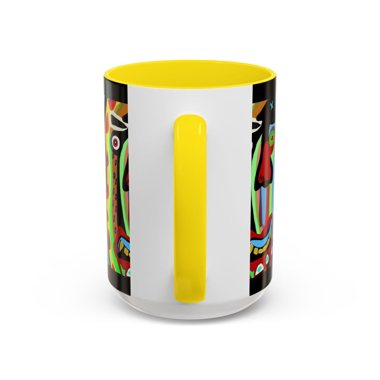CRAZY.   Neon Face Accent Coffee Mug – Colorful Psychedelic Art Ceramic Mug