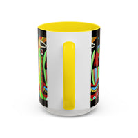 CRAZY.   Neon Face Accent Coffee Mug – Colorful Psychedelic Art Ceramic Mug
