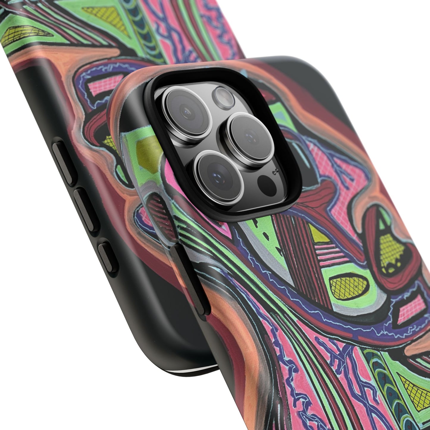 HEART ATTACK Abstract Neon Face Tough Phone Case – Vibrant Art Phone Cover