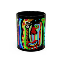 CRAZY.   Neon Face Accent Coffee Mug – Colorful Psychedelic Art Ceramic Mug