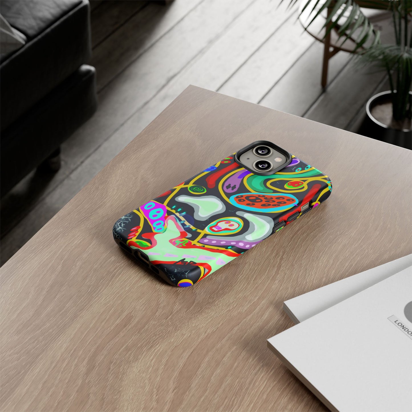 CRAZY4  Abstract Neon Skull Phone Case — Colorful Psychedelic Protective Cover