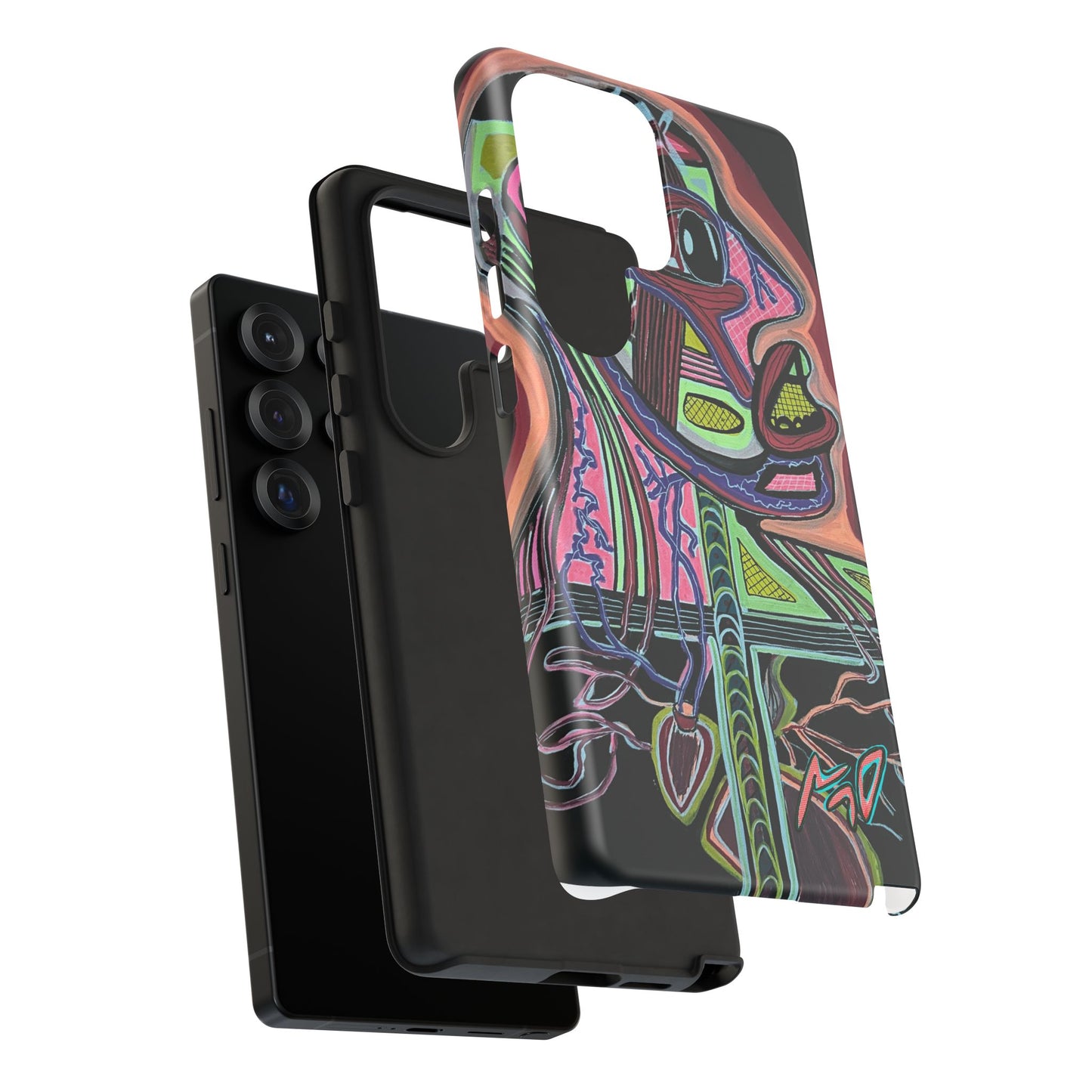 HEART ATTACK Abstract Neon Face Tough Phone Case – Vibrant Art Phone Cover
