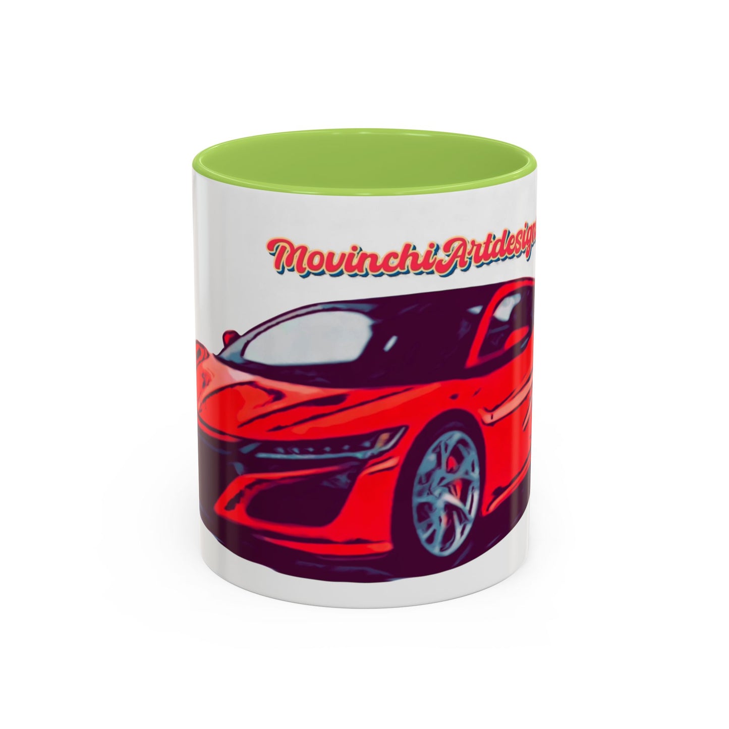 Red NSX Supercar Accent Coffee Mug — MovinchiArtDesigns Sports Car Graphic