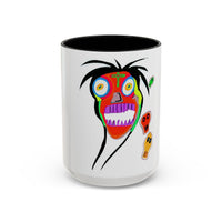 Colorful Tribal Mask Coffee Mug — Vibrant Skull Art Accent Mug (11/15oz)