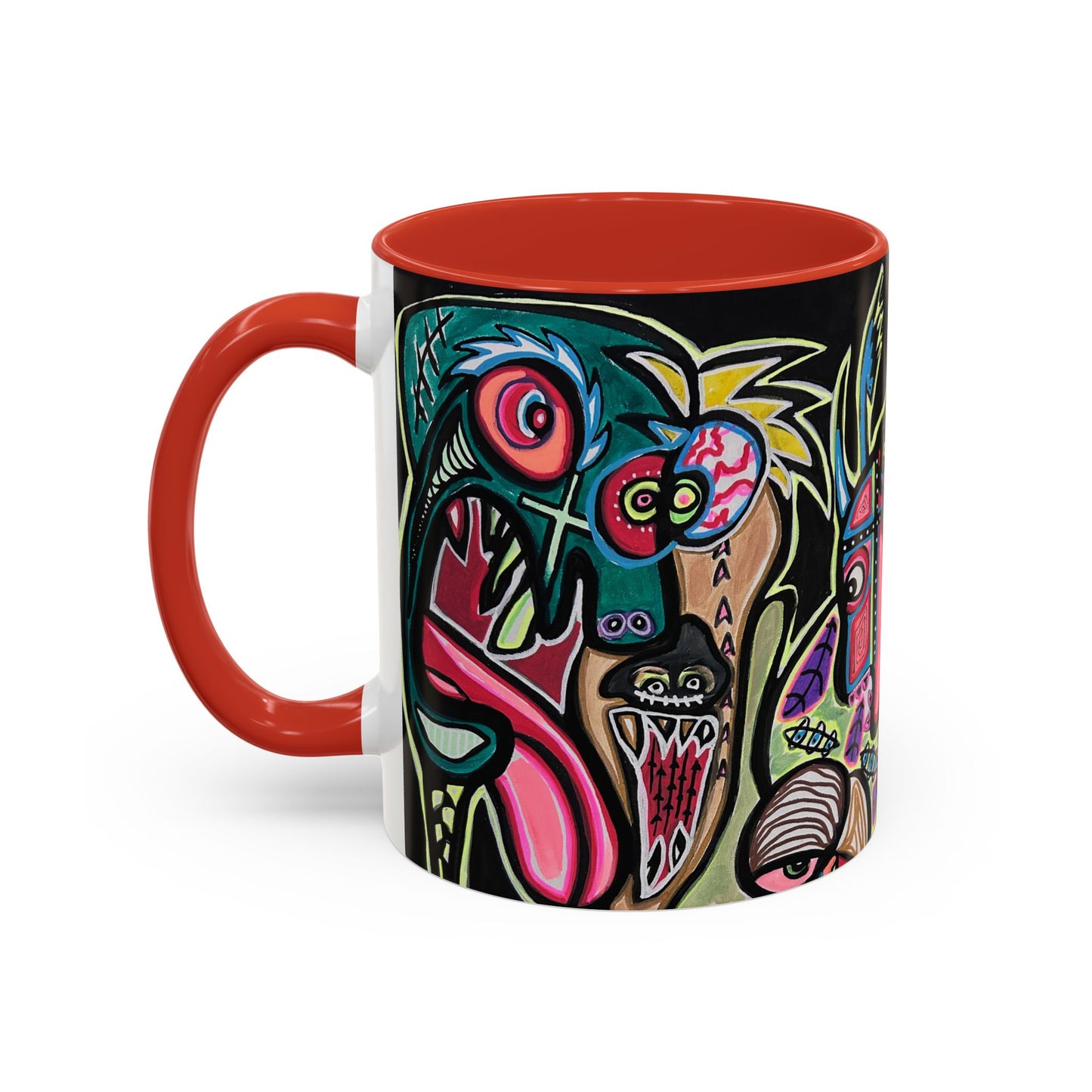 Abstract Neon DEPRESSION2.0   Monster Coffee Mug — Colorful Surreal Art Accent Mug (11/15oz)