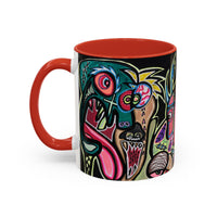 Abstract Neon DEPRESSION2.0   Monster Coffee Mug — Colorful Surreal Art Accent Mug (11/15oz)