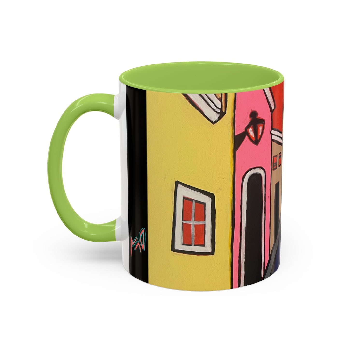 SAN SEBASTIAN2.0 Colorful Canal Houses Accent Coffee Mug — Bright European Street Art Ceramic Mug (11/15oz)