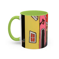 SAN SEBASTIAN2.0 Colorful Canal Houses Accent Coffee Mug — Bright European Street Art Ceramic Mug (11/15oz)