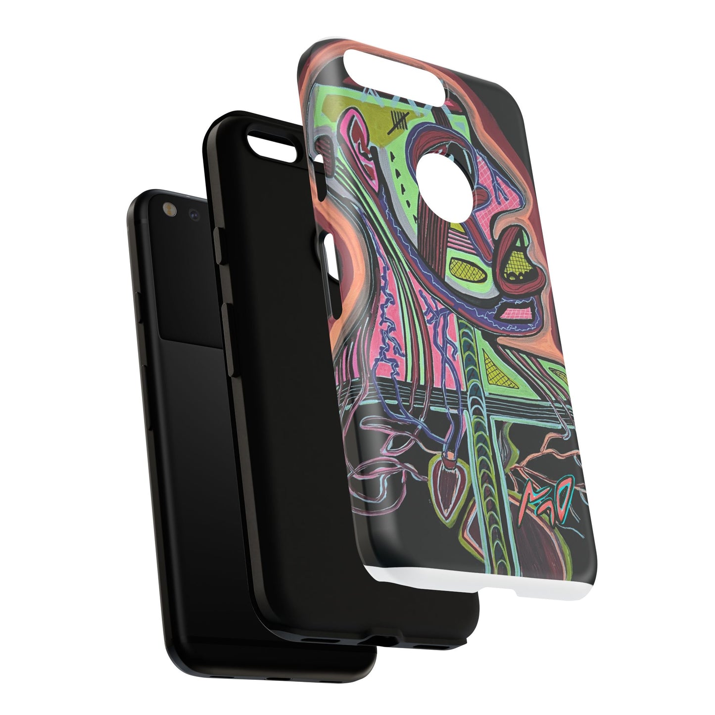 HEART ATTACK Abstract Neon Face Tough Phone Case – Vibrant Art Phone Cover