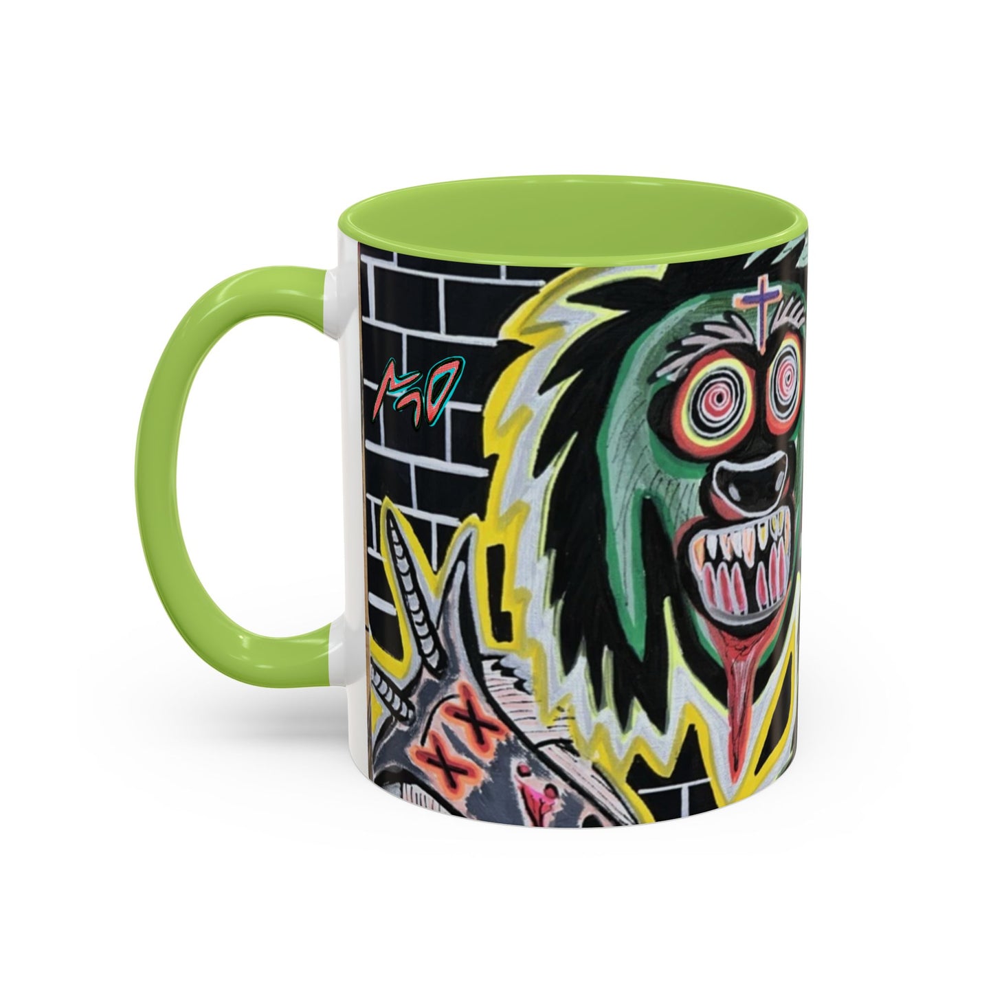 CHUPACABRAS.  Green Monster Art Coffee Mug — Spooky Neon Creature Accent Mug (11/15oz)