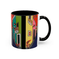 SAN SEBASTIAN.  Colorful Street Scene Accent Coffee Mug — Vibrant Urban Art Ceramic Mug (11/15oz)