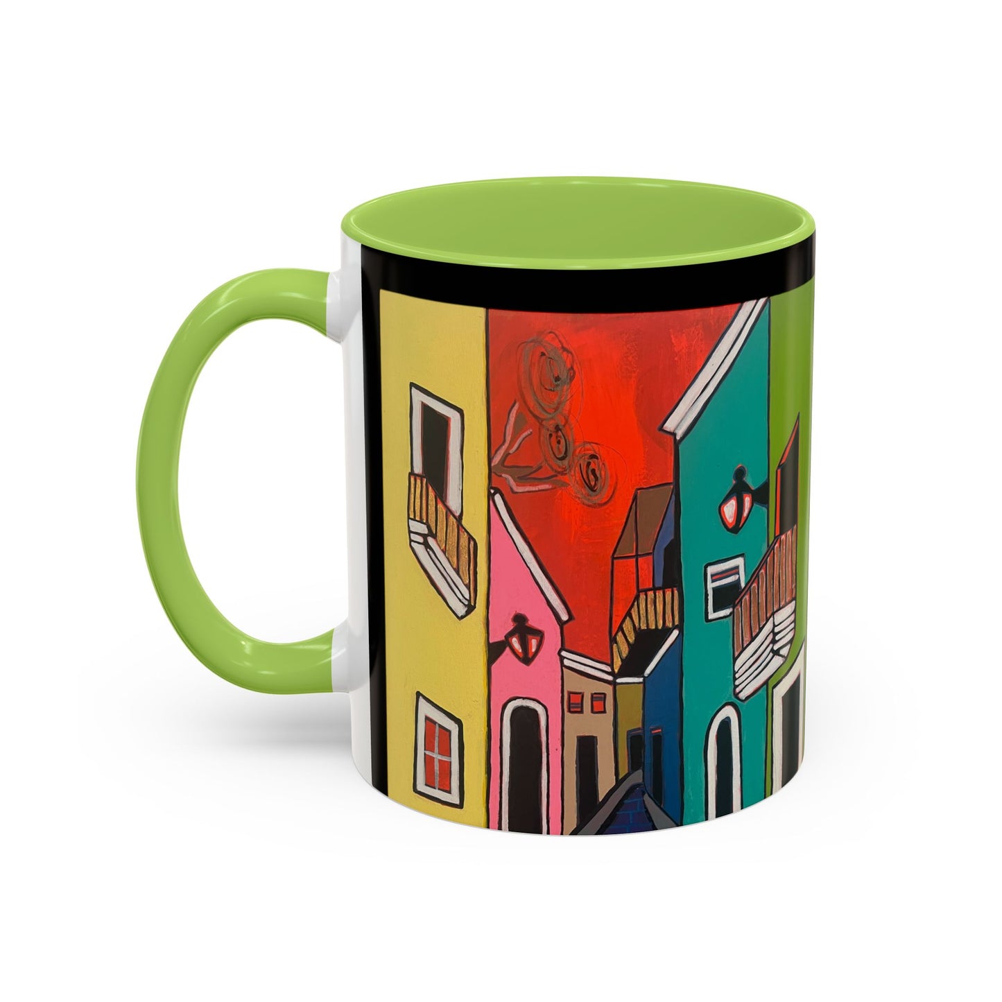 VIEJO SAN JUAN,  Colorful Cityscape Coffee Mug — Vibrant European Street Accent Mug
