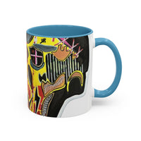 INFECTED KING.  Skull Pop Art Coffee Mug — Colorful Day of the Dead Accent Mug