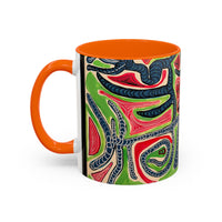 AFTER LIFE.  Abstract Tribal Art Coffee Mug — Colorful Surreal Accent Mug