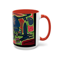 AFTER LIFE.  Abstract Tribal Art Coffee Mug — Colorful Surreal Accent Mug