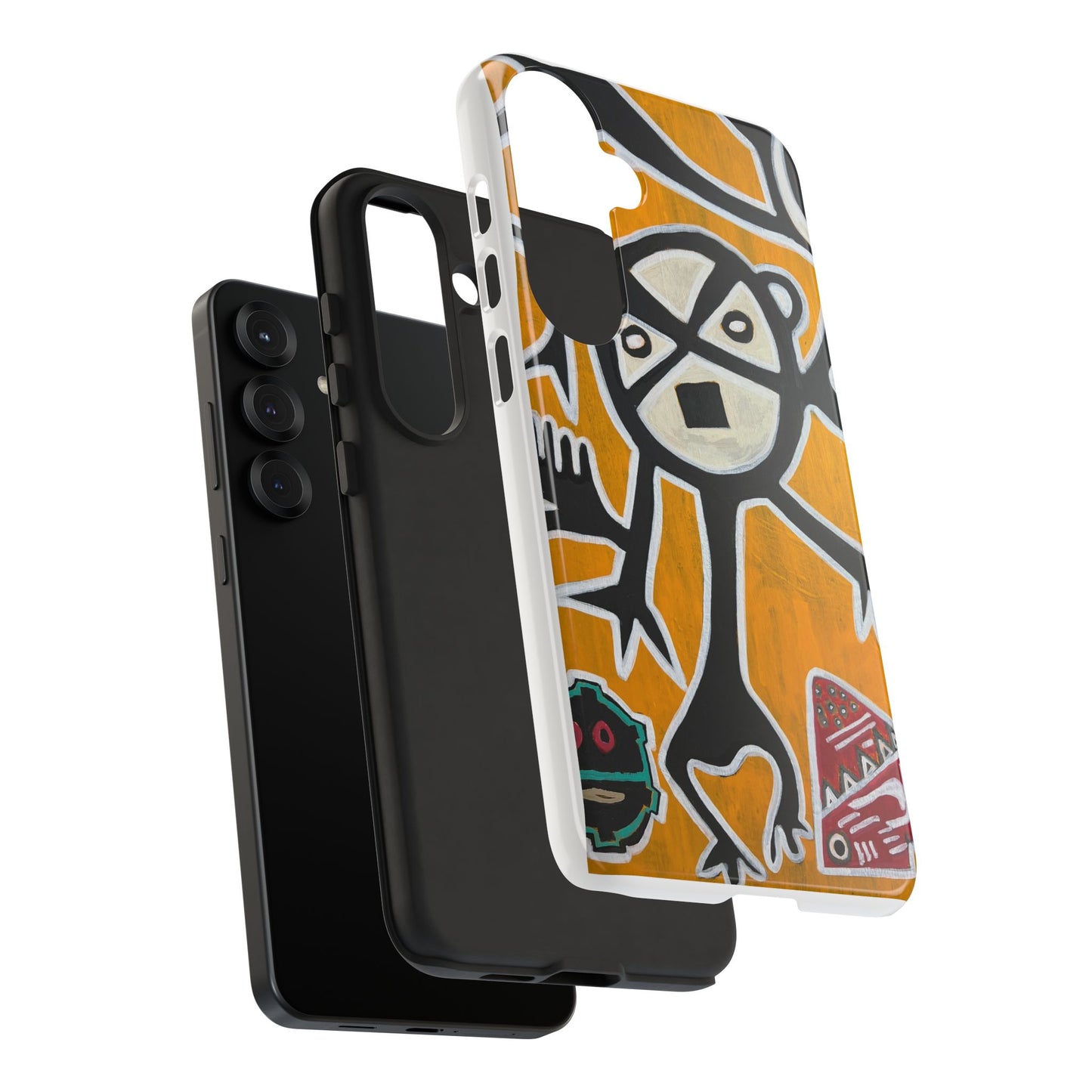 Abstract TAINO  Tribal Art Phone Case – Bold Orange Graphic Protective Cover