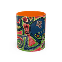 AFTER LIFE.  Abstract Tribal Art Coffee Mug — Colorful Surreal Accent Mug