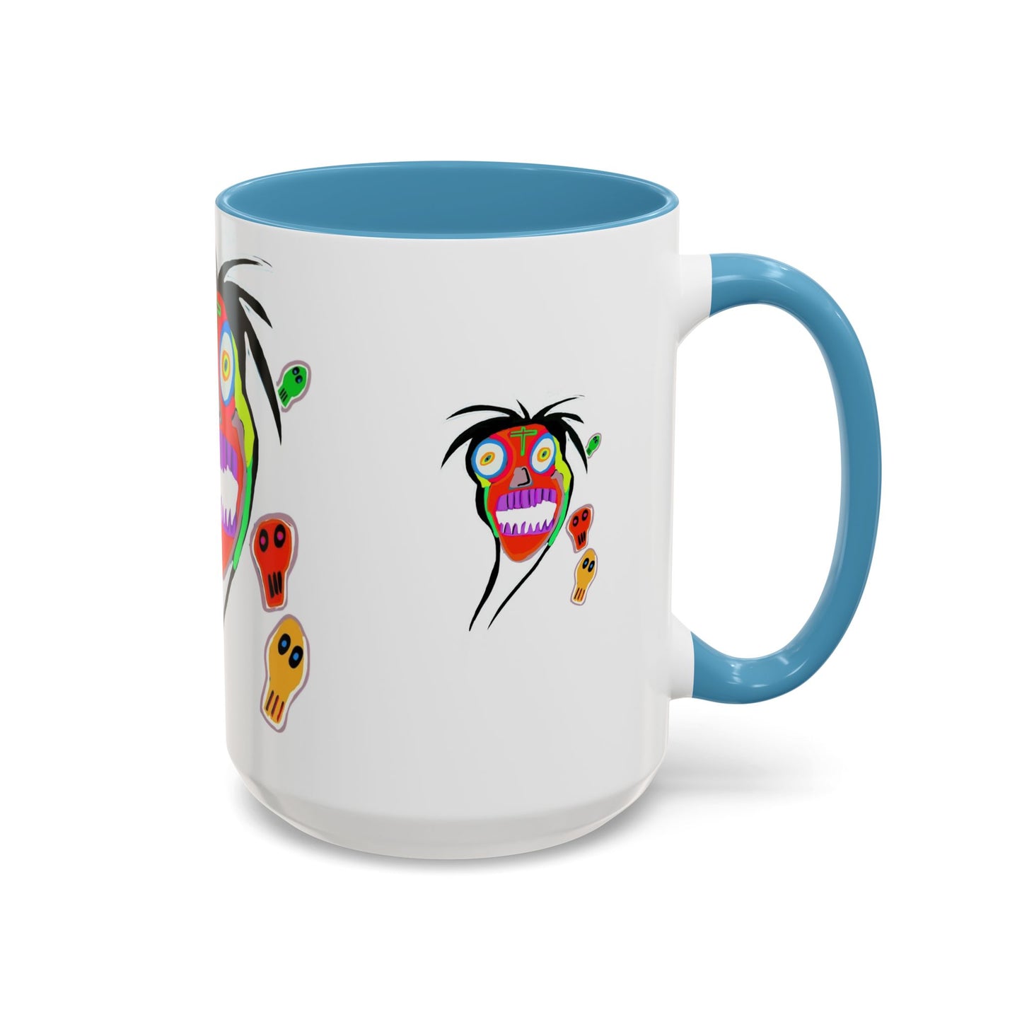 Colorful Tribal Mask Coffee Mug — Vibrant Skull Art Accent Mug (11/15oz)
