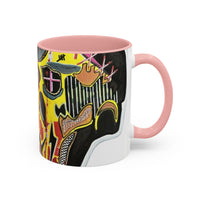 INFECTED KING.  Skull Pop Art Coffee Mug — Colorful Day of the Dead Accent Mug