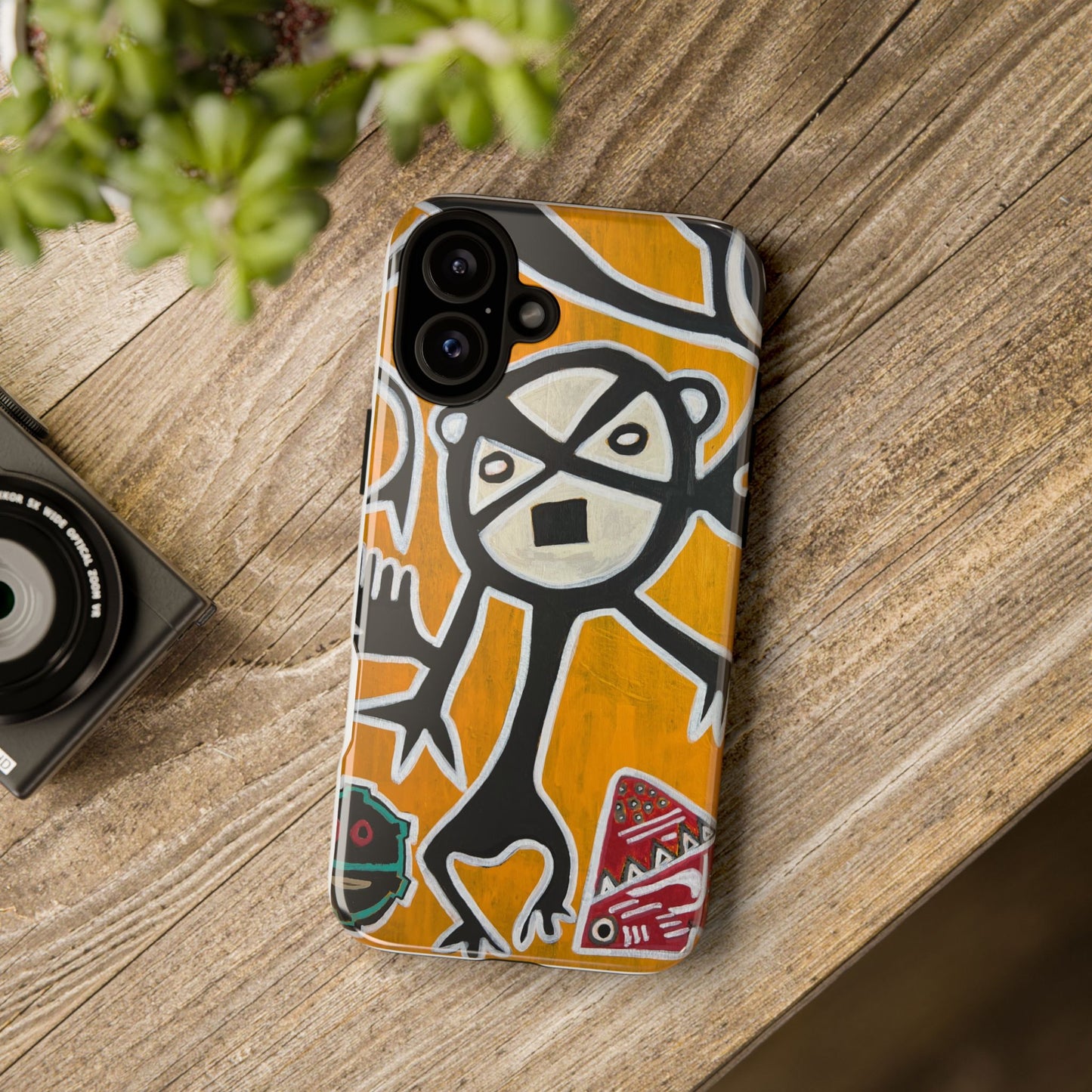 Abstract TAINO  Tribal Art Phone Case – Bold Orange Graphic Protective Cover