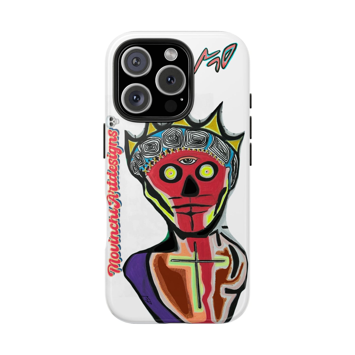 Artistic Crown KING GRAY  Skull Tough Phone Case — Colorful Abstract Guardian Design