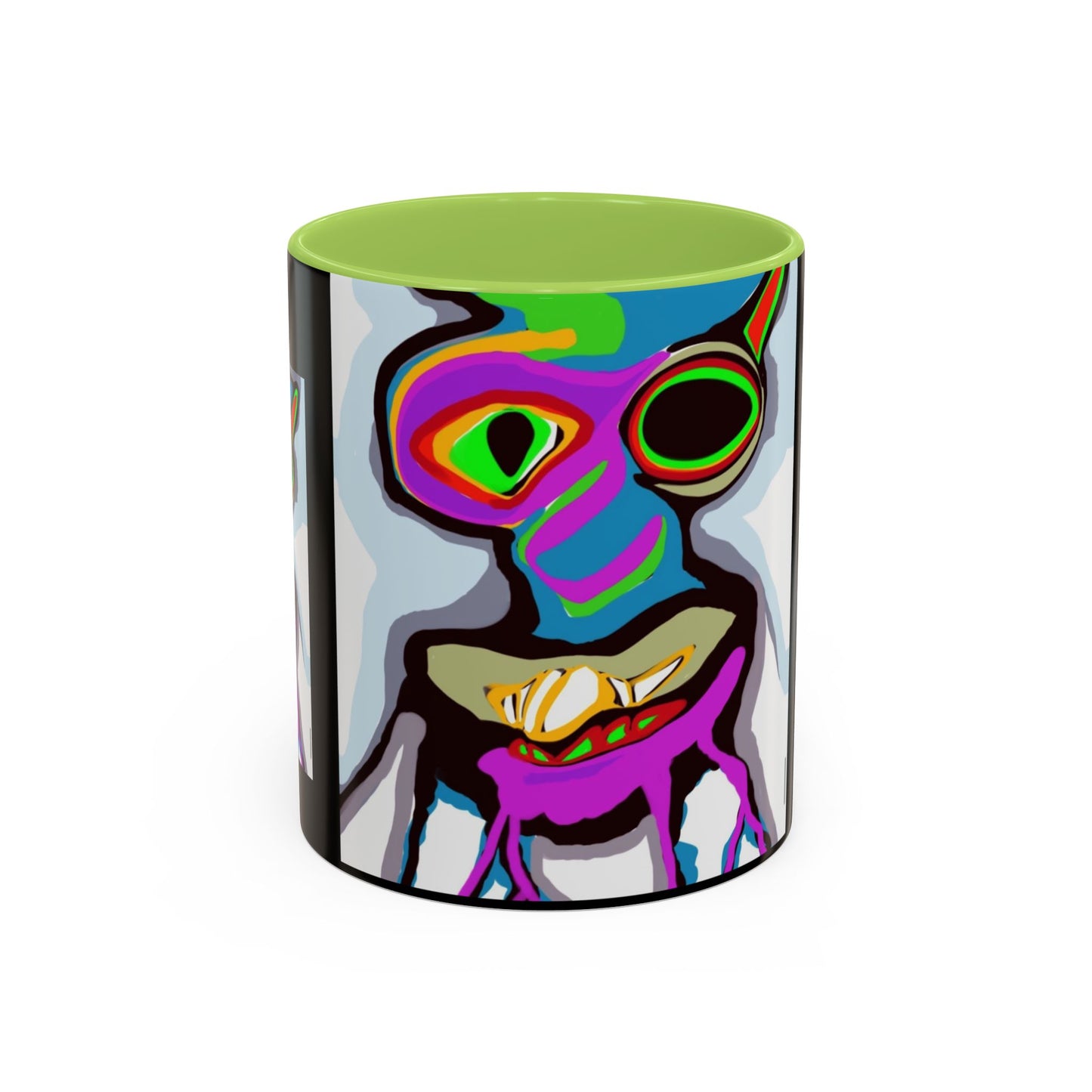 Abstract Alien Art Coffee Mug — Colorful Surreal Creature Accent Mug
