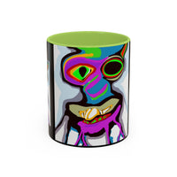 Abstract Alien Art Coffee Mug — Colorful Surreal Creature Accent Mug