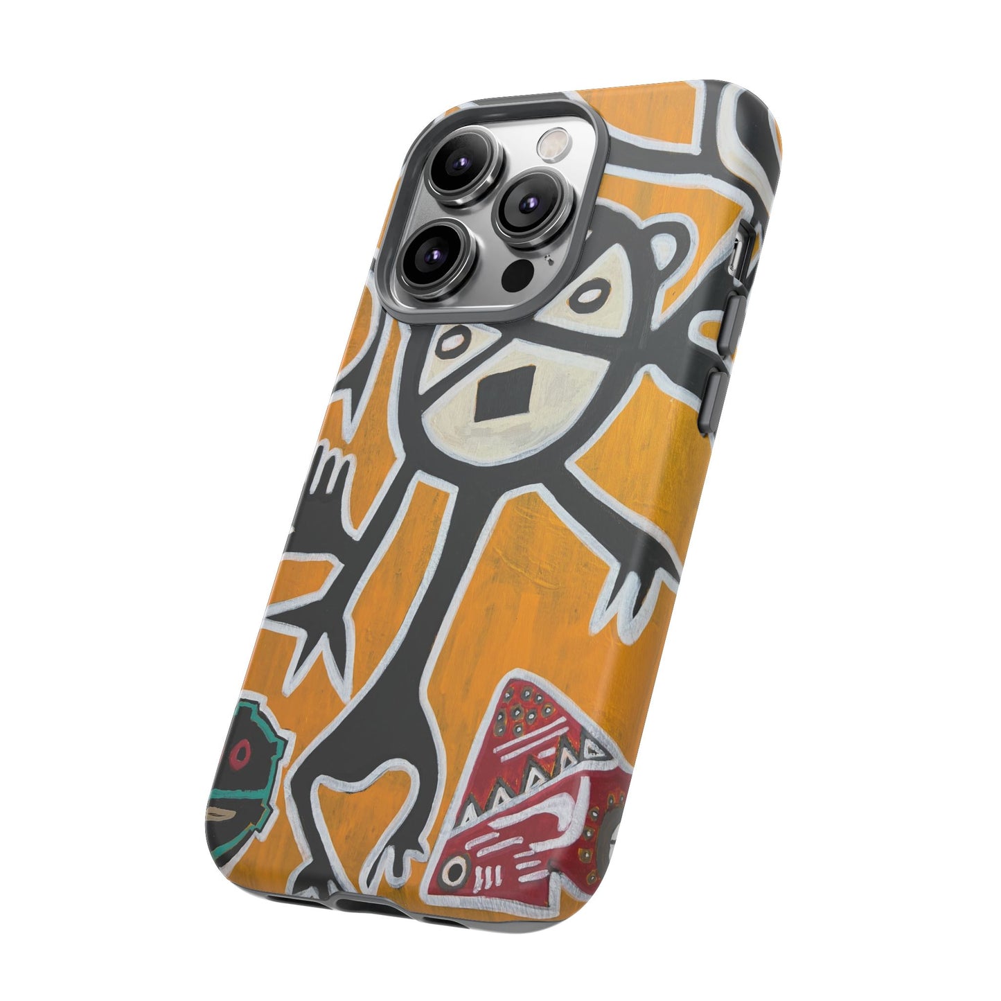 Abstract TAINO  Tribal Art Phone Case – Bold Orange Graphic Protective Cover