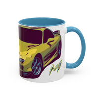 RX7  Coffee Mug — Yellow Sports Car Illustration Accent Mug
