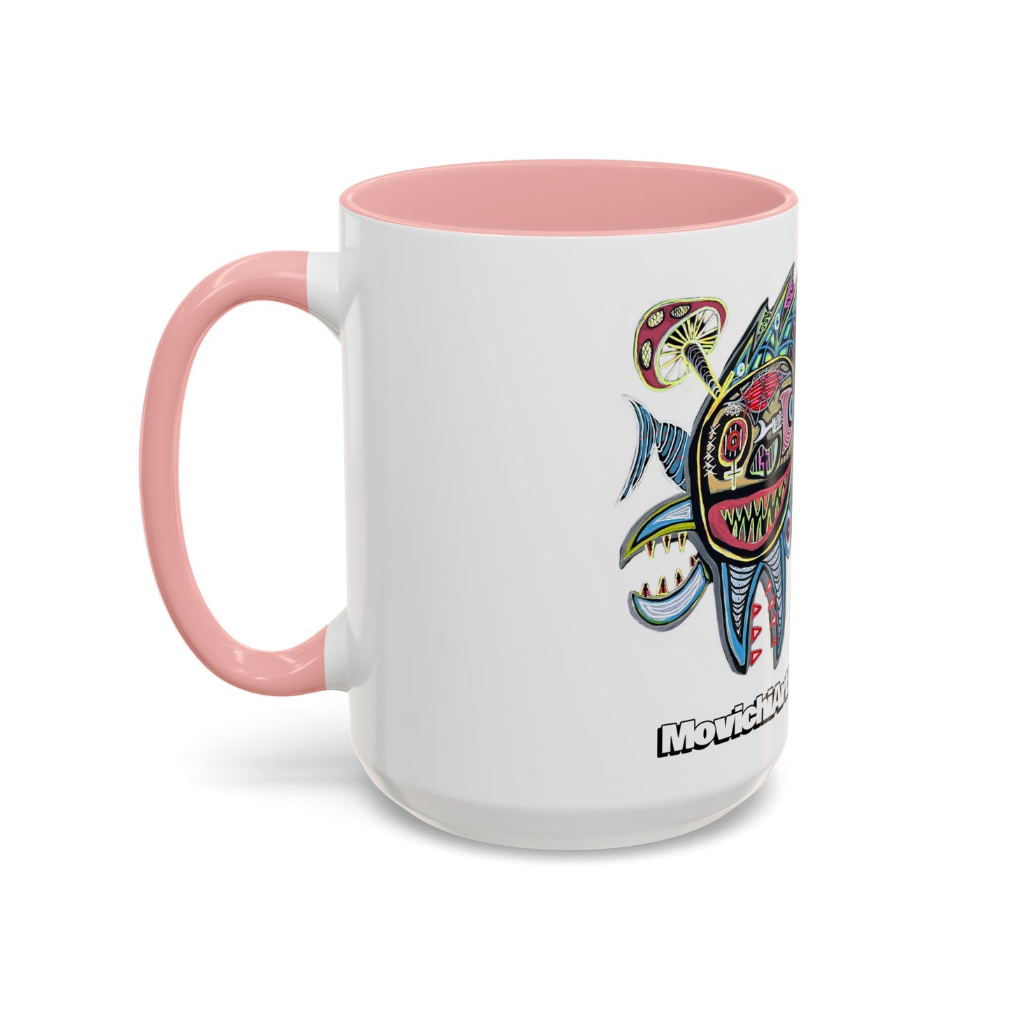 Colorful Shark Attack  Fish Accent Coffee Mug — Bold Nautical Art 11/15oz