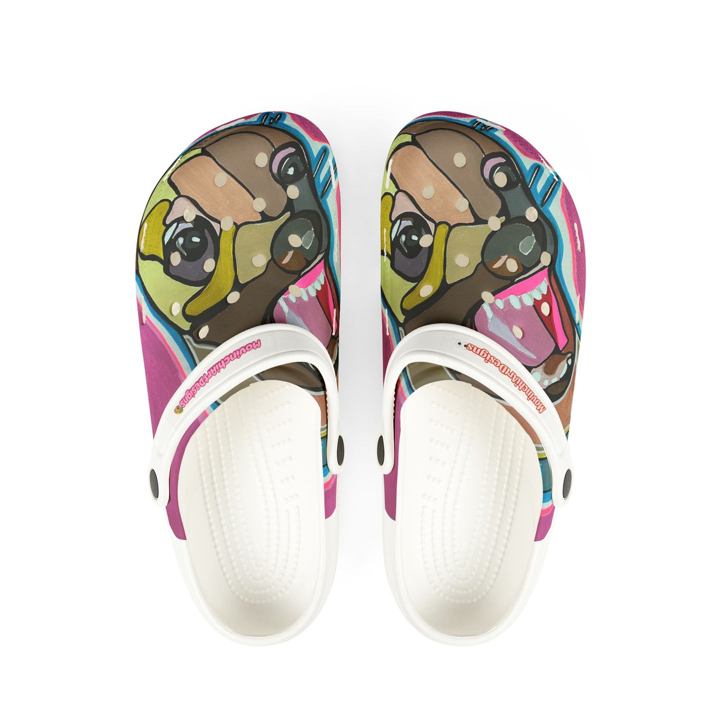 FLOW DOG  Pug Pop Art EVA Foam Clogs — Colorful Cartoon Dog Slip-On Shoes