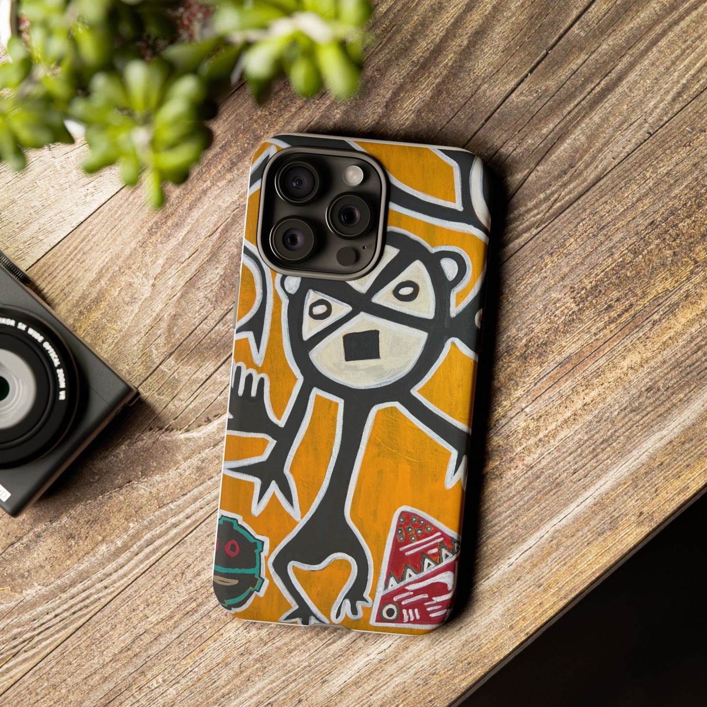 Abstract TAINO  Tribal Art Phone Case – Bold Orange Graphic Protective Cover