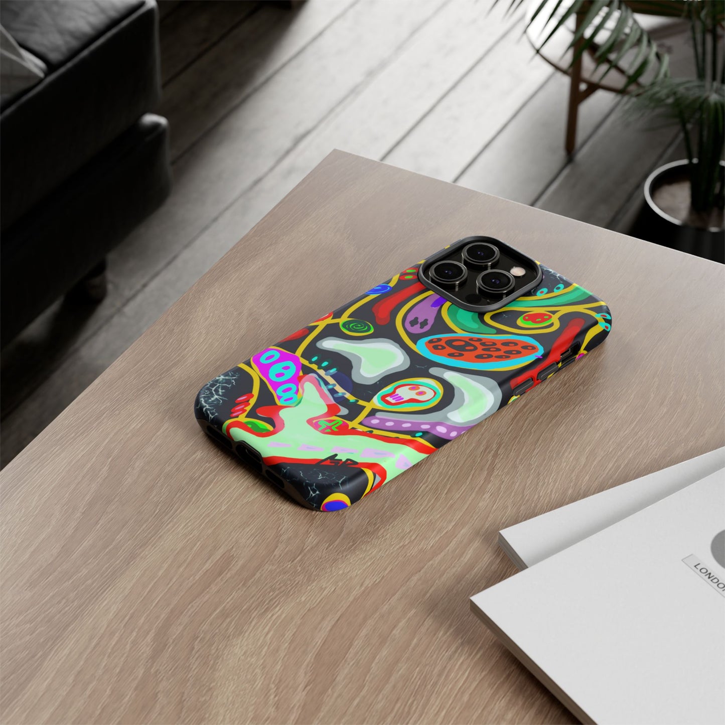 CRAZY4  Abstract Neon Skull Phone Case — Colorful Psychedelic Protective Cover