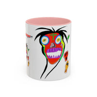 Skullface Accent Coffee Mug — Colorful Day of the Dead Pop Art (11/15oz)