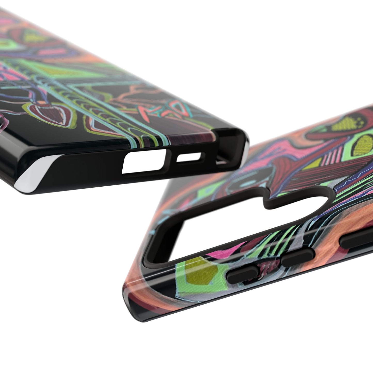 HEART ATTACK Abstract Neon Face Tough Phone Case – Vibrant Art Phone Cover