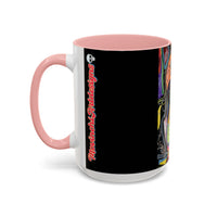 Colorful Neon OVERTHINKING  Skull Coffee Mug — Vibrant Abstract Day of the Dead Accent Mug